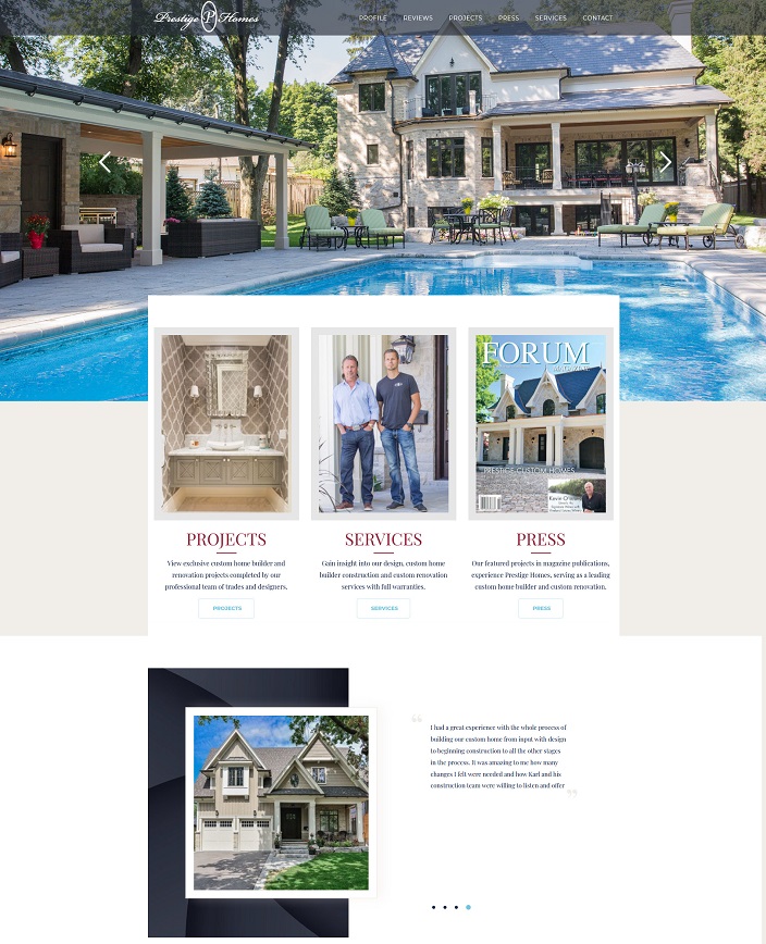 Prestige Homes Website